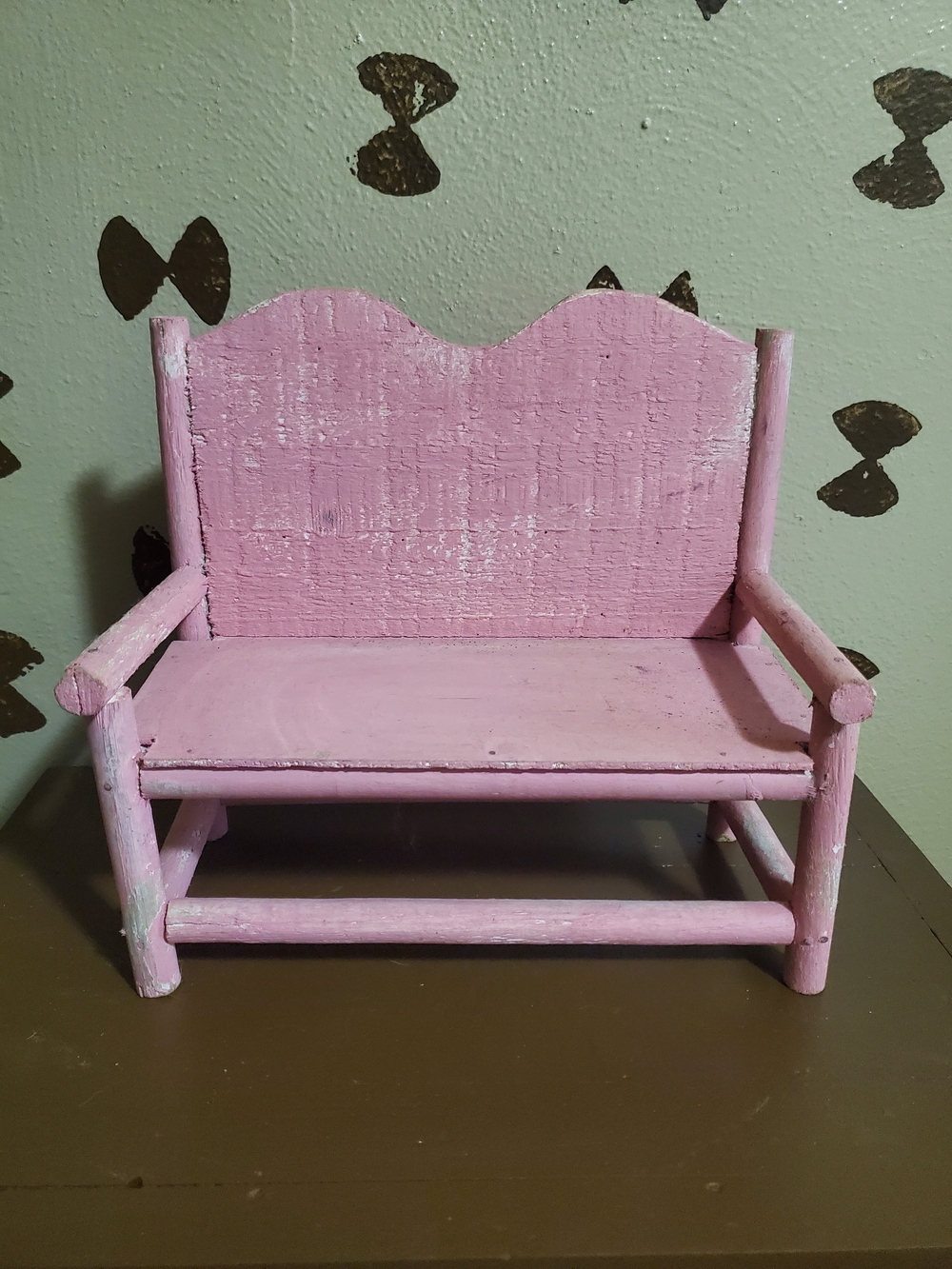 Pink Wooden Accent Bench